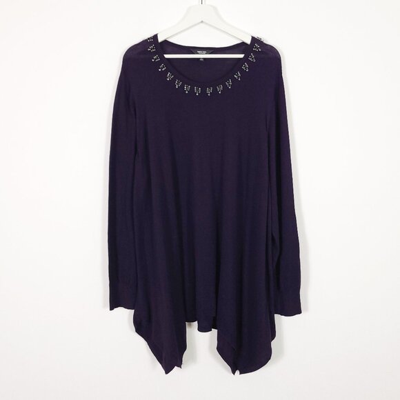 Simply Vera Vera Wang Purple Embellished Tunic Sweater - Picture 1 of 9